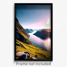 Pixel Art Poster - Pristine Fjord (8 Bit Psychedelic Trippy Video Game Print)