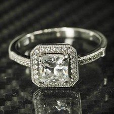 Size 8.25, vintage sterling silver 925 engagement ring with cz