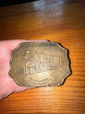 Bergamot W-37 American Express Co Montana Brass Belt Buckle, Train Steam Engine