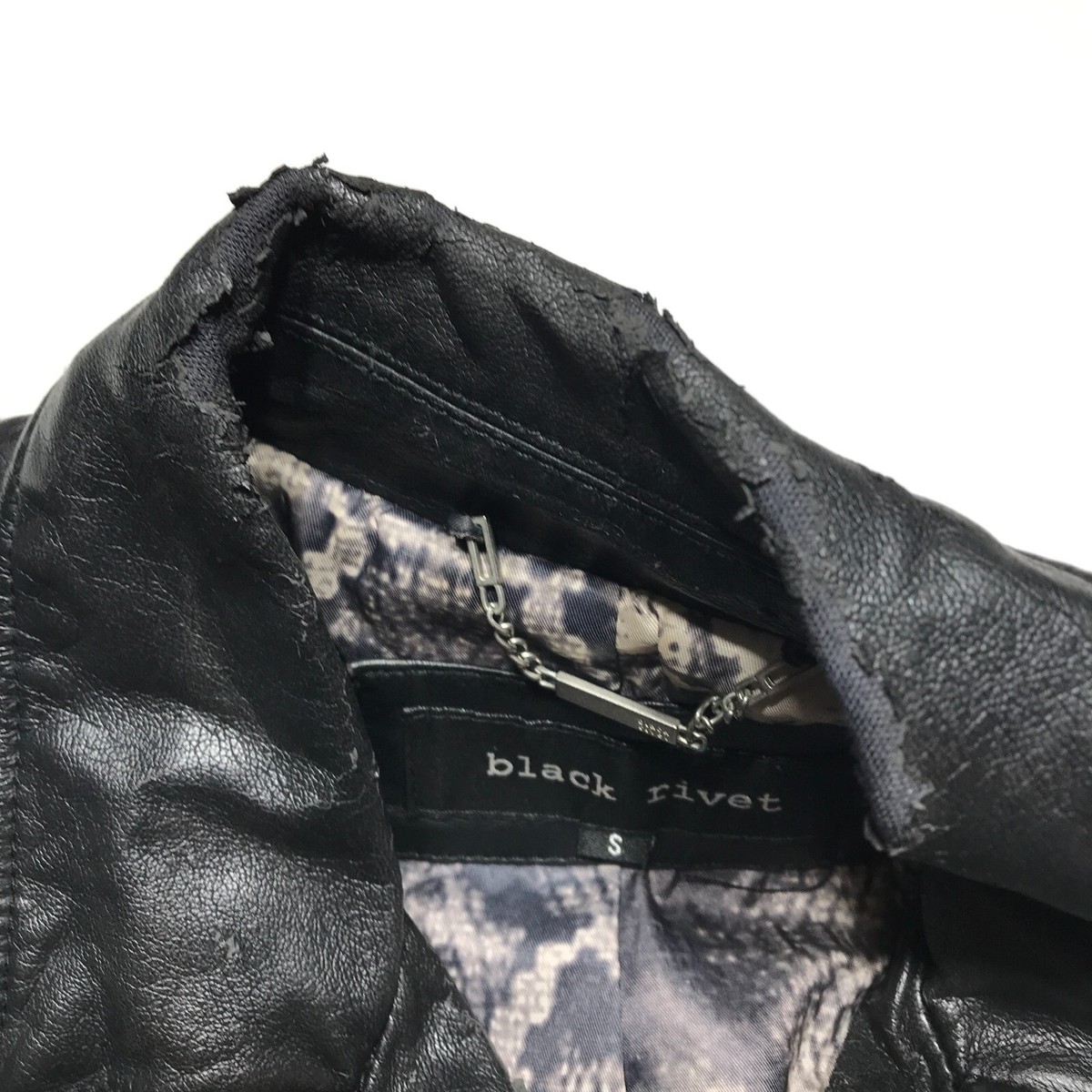 本革100%ジャケット BLACK RIVET Men's Black Rivet Leather Faded-Seam Jacket Genuine Cowhide