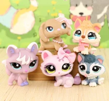 5lot Mini Shop Pet LPS Figure Dogs and Cats Action Figures Toys with Accessories