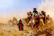FRENCH GENERAL BONPARTE IN EGYPT RIDING CAMELS DESERT PAINTING BY GEROME REPRO 
