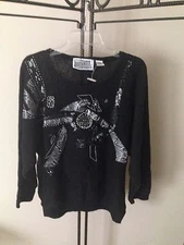 NWT GITANO Womens Black Sweater Sz 42/22W lace & faux snake 