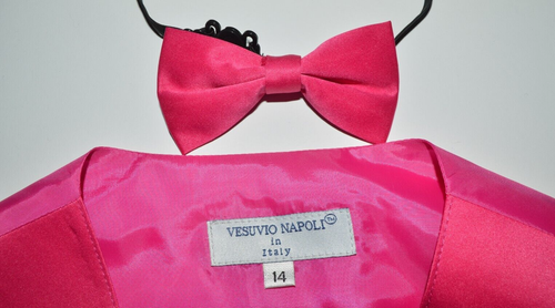 Vesuvio Napoli BOY'S Dress Vest & BOW Tie Set Bright Pink Size 14 - Picture 3 of 3