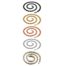 Thick Stainless Steel Flat Byzantium Chain Necklace for Men Silver / Gold Tone