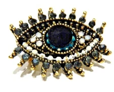 SMALL MYSTIC EYE PIN crystal evil eye brooch occult fortune teller psychic G4