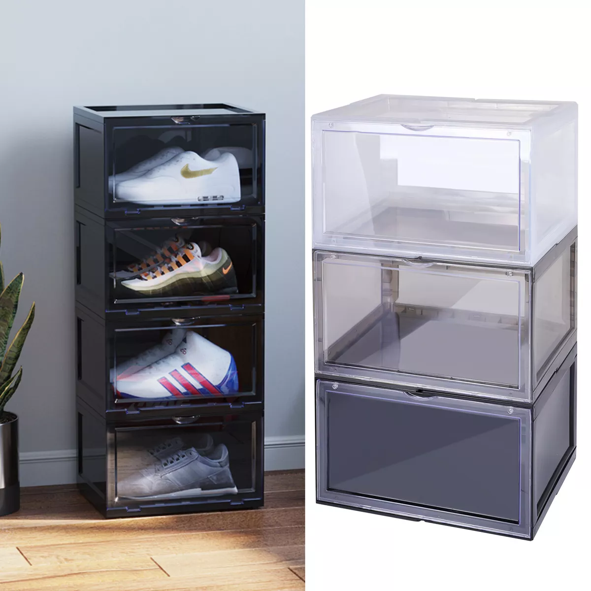 Shoe Storage Box, Clear Plastic Stackable Shoe Organizer for Closet, Shoe  Sneaker Containers Bins Holders Fit up to Size 13 - China Shoe Storage  Boxes and Shoe Organizer price