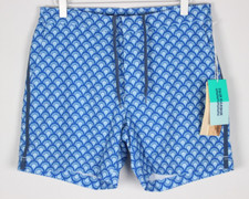 Fair Harbor Men's Swim Trunks 6" Sextant Blue Art Deco Boxer Brief Lined