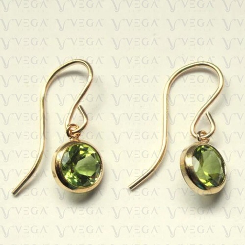 3.00Ct Round Shape Natural Peridot Solitaire Drop Earring 14K Yellow Gold Plated - Picture 2 of 9