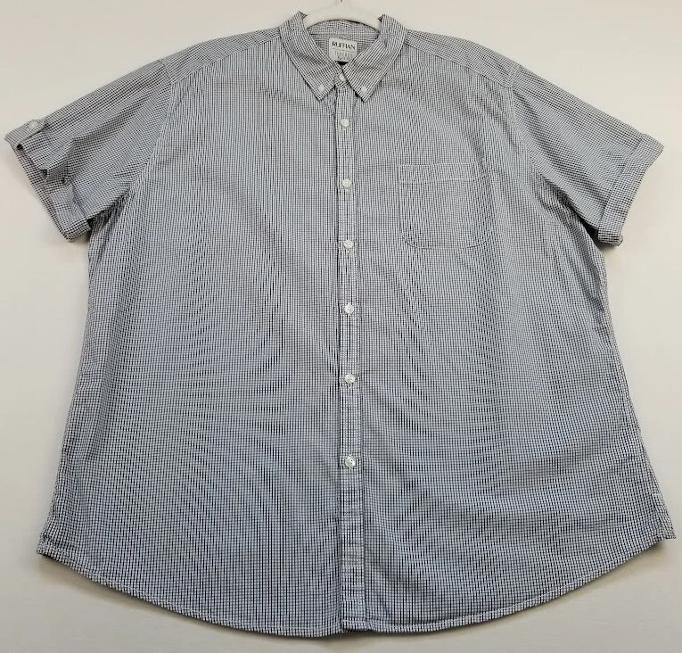 Threads & Heirs Button Up Shirt Men’s Extra Large Blue White Plaid Short Sleeves - Image 2 of 4