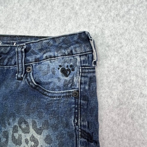 Justice Jeans Women's 16R Blue Denim Premium Leopard Stretch Straight Leg 28x29 - 第 3/13 張圖片