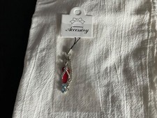 Cell Phone Charm Silver Dangle Lt Blue Rhinestones Red Enamel Flower Sandal