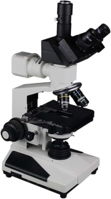 High-Power 2500× Compound Microscope with Reflect & Transmit LED + 5 MP Imaging