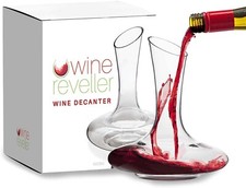  Wine Reveller Lead-Free Crystal Wine Decanter - Hand Blown Sturdy Glass Carafe 