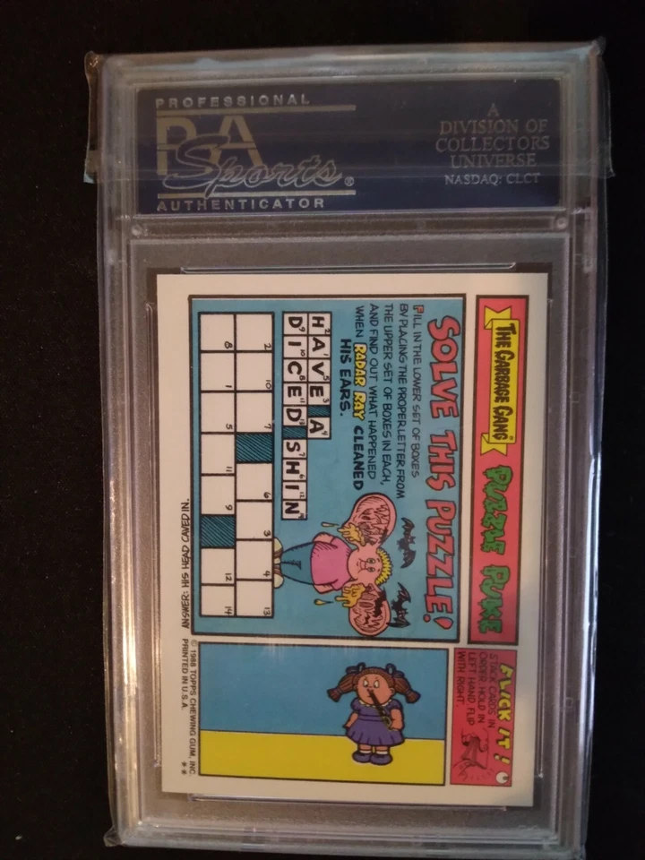 1988 Garbage Pail Kids Series 13 STEAMED PIPER #523b PSA 10 GEM MINT GPK CARD!  - Image 2 of 2