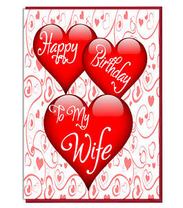 Mignon Cœur Amour Carte De Vœux Anniversaire Joyeux Anniversaire Pour My Wife Ebay