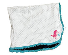 Carters Receiving Blanket Teal Black White Pink Bird Ruffles 26x30