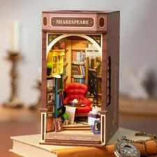 ROKR Bookstore with LED DIY Book Nook Shelf Insert DIY Bookend Building Kit Gift