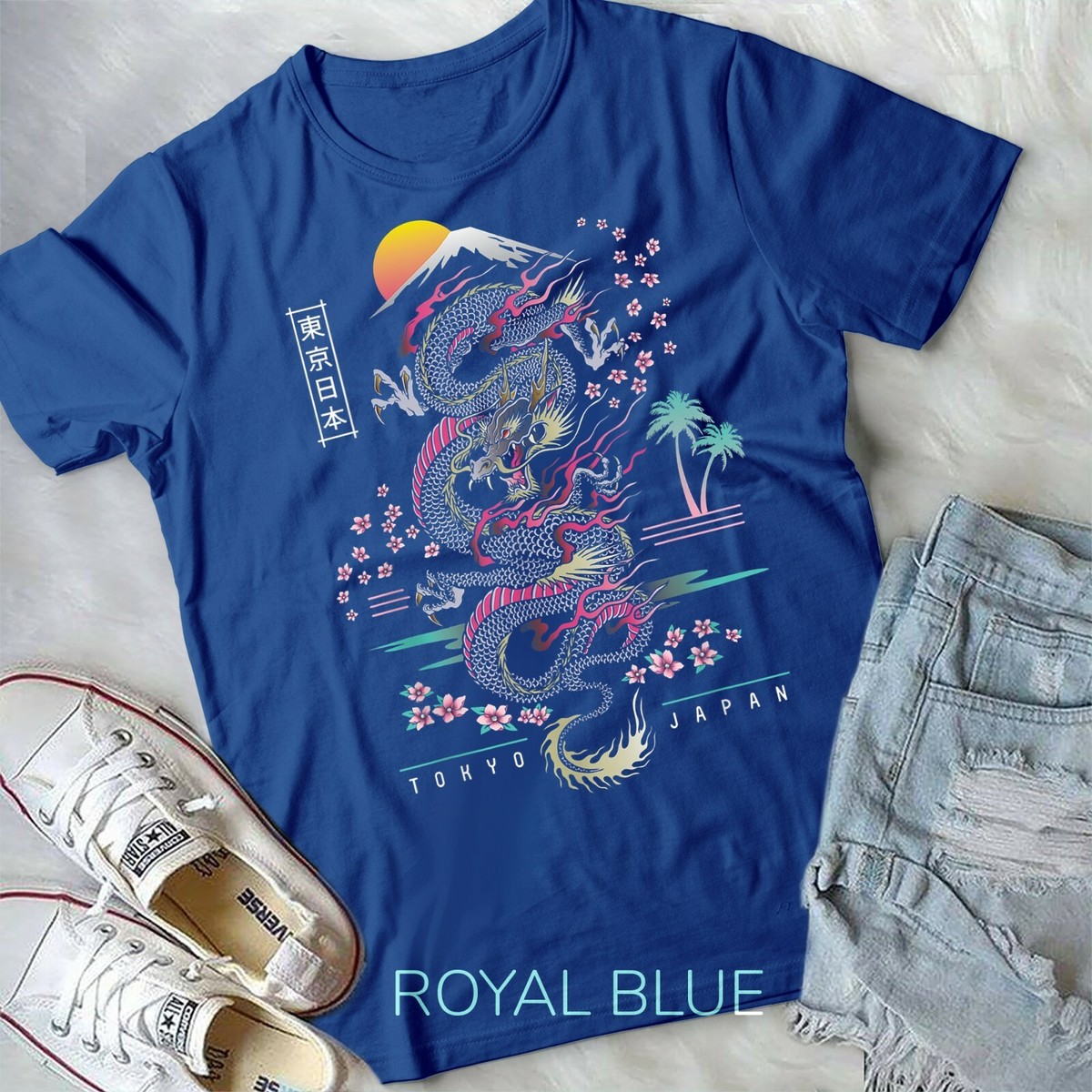 Japanese Tokyo Dragon Asian inspired Neon retro 80's style Japanese Tokyo Dragon Asian inspired Neon retro 80's style
