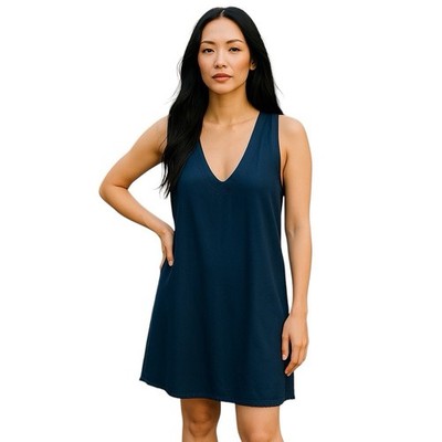 Splendid Dark Navy Blue Fringe Sleeveless V Neck Shift Tank Dress Size Small