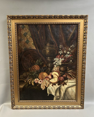 Antique Still Life Romantic Textured Oil Painting on Canvas