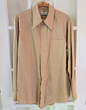 Damon Silcron Mens Tan Dress Shirt Wide Collar Sz 16 1/2 - 34 Prep Trad Vintage