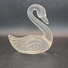 Vintage Fenton Satin  Glass Swan Figurine Paperweight 4.25 In X 4 In