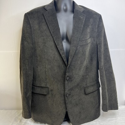 Chaps Men s Corduroy Blazer Jacket Size 44L Brown Two Button Sport Coat Cotton