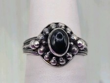 Vintage FAS Sterling Silver 925 Black Onyx Cabachon Ring sz 5