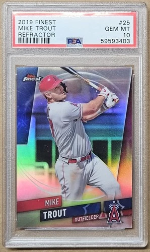 2019 Topps Finest #25 MIKE TROUT - REFRACTOR - MVP - FUTURE HOF - PSA 10