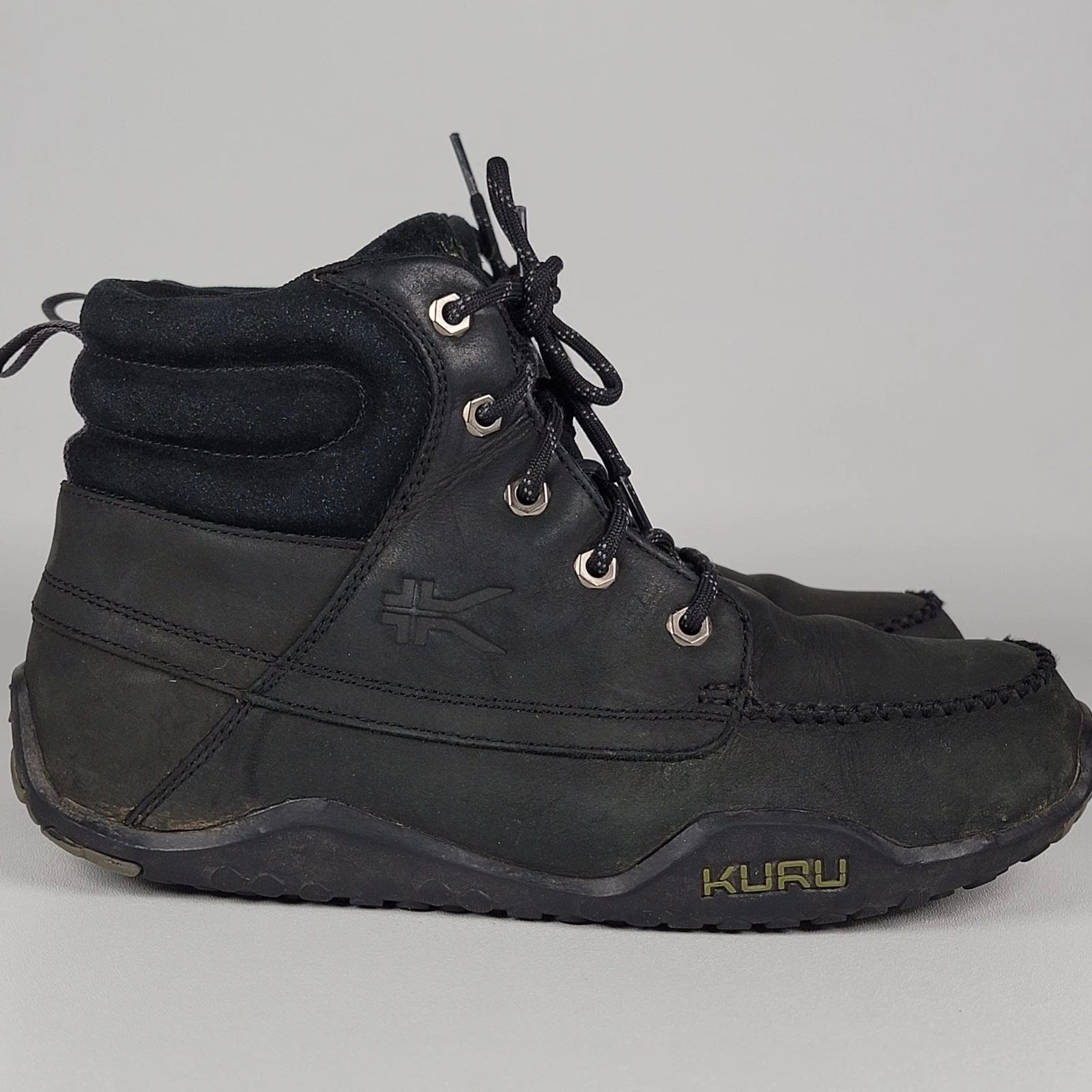 Kuru Quest Mens Size 9 Black Outdoor Walking Leather Camp Hiking Lace Up Boots