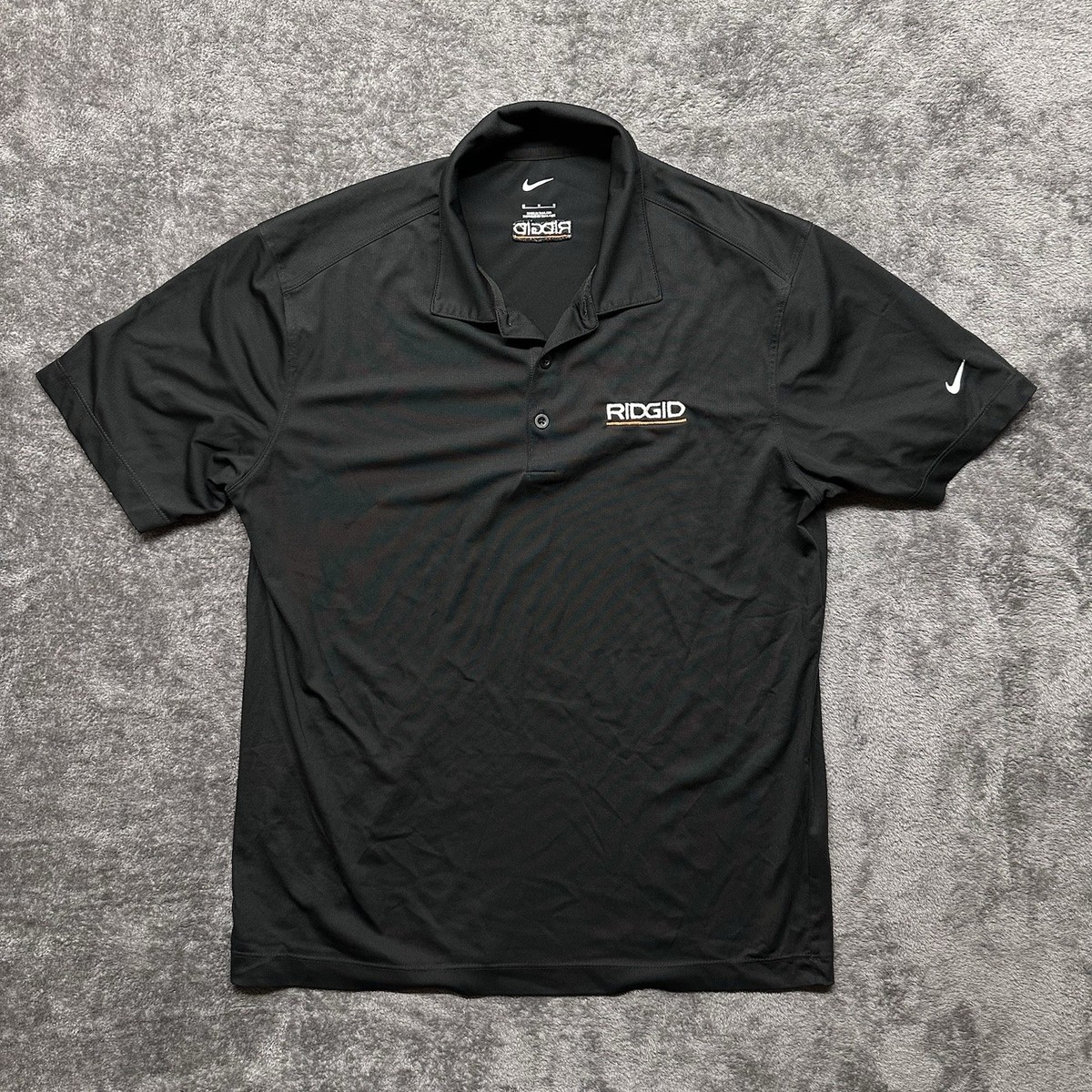 Nike Ridgid Tools Polo Shirt Mens Medium Black Short Sleeve Performance Golf View 2
