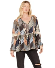 Cleo + Wolf Women's Dobbie Patchwork Top - CLSP23W61
