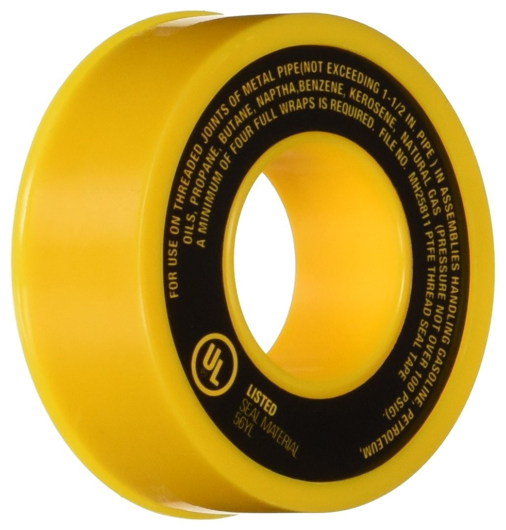 Yellow Gas Line Thread Seal Tape PTFE Heavy Duty for Natural Gas Propane Oil