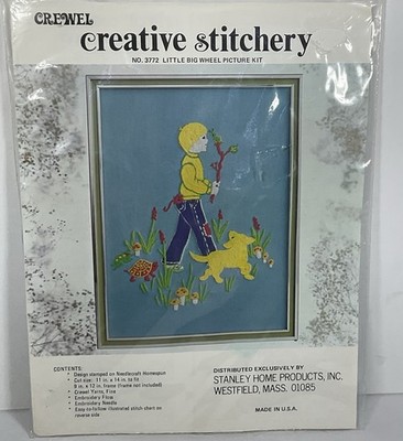Vintage Creative Stitchery Crewel Embroidery Kit No.3772 Little Big Wheel 