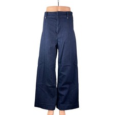 Jeans donna Zara blu vita alta gamba larga palazzo larghi lavaggio scuro denim taglia 6