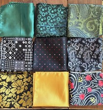 Lot Of 9 Pocket Square Handkerchief Hanky Silk Classic Jacket Suit Hand Made 9  