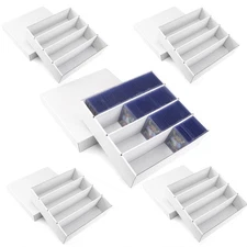 5 Pack Toploader Trading Card Storage Box, 4 Row 3200 Count White Cardboard S...