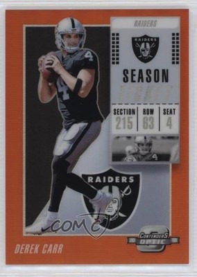 2018 Panini Contenders Optic Orange Prizm /49 Derek Carr #23 3n1