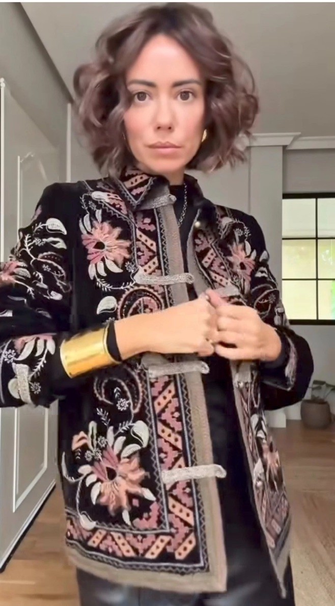 ZARA FW25 Floral EMBROIDERED VELVET JACKET BLACK XS,M ZW COLL