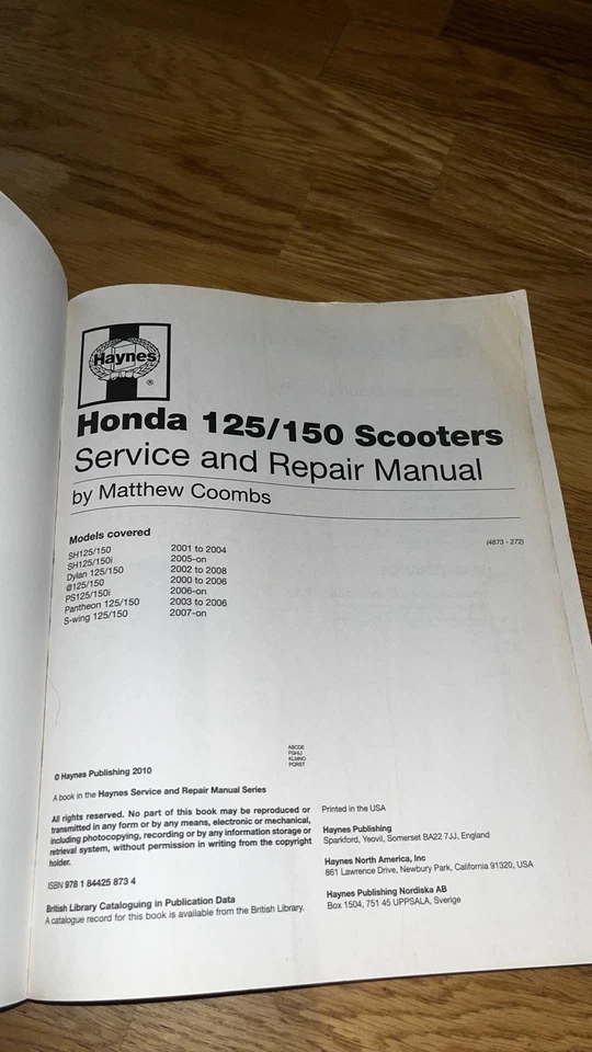 HONDA SH, Dylan, @, PS, Pantheon, S-Wing 125/150 2000 to 2009 MANUAL BY HAYNES - Image 3 of 4