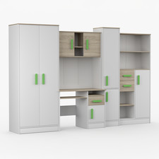 Wohnwand Anbauwand Sideboard Kinderzimmer MARKUS Weiß/Sonoma