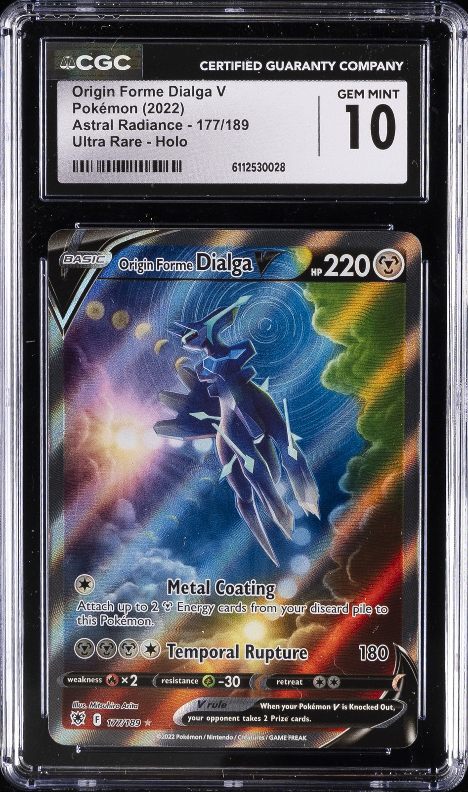 2022 POKÉMON ASTRAL RADIANCE #177 ORIGIN FORME DIALGA V CGC 10 GEM MINT