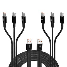 GELRHONR USB C Splitter Cable,USB A Male to 3 Type-C 2 Pack 1.2M, Black