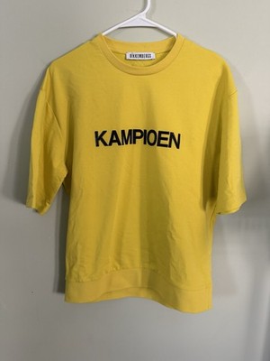 Bikkembergs Men's Yellow Embroidered Logo Jersey Cotton T-Shirt L1