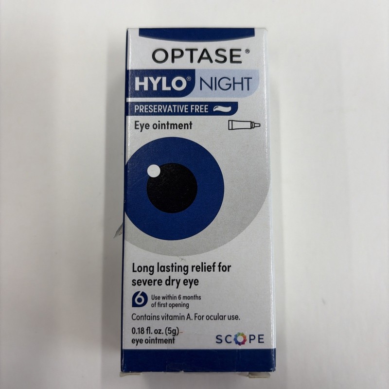 OPTASE HYLO NIGHT Preservative Free Eye Ointment 0.18 Fl. Oz. Exp. 10/28