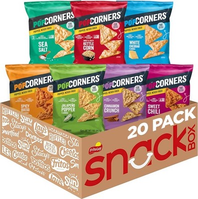 PopCorners Popped Corn Chips, 6 Flavor Variety Snack Pack, 1 oz Bags, (20 Pack),