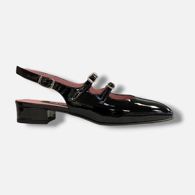 Carel Paris Women's Black Peche Patent-leather Slingback Pumps Size 37