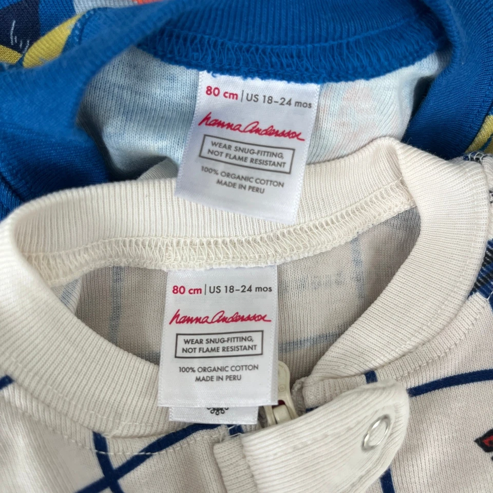 Hanna Andersson 2 pair HannaJams Dinosaur Sleeper Pajamas 18-24 Months Foto 3 de 3