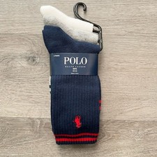 Polo Ralph Lauren Boys 8-9.5 3 pack NWT Crew Socks Classic Logo